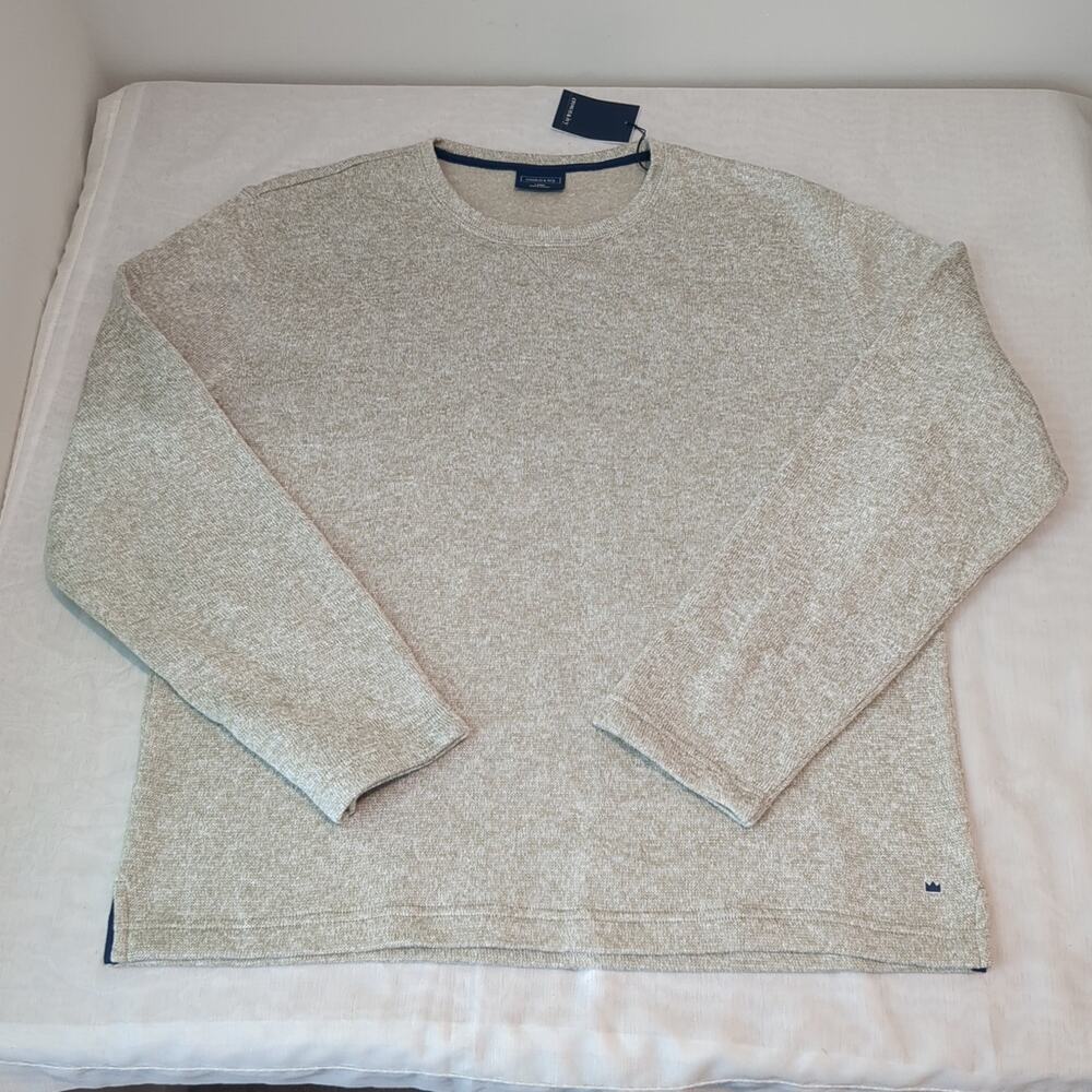 Crown & Ivy Pullover Sweater Mens L Rugged Tan Outdoors Casual Soft Relaxed New